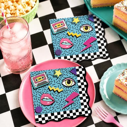 Retro Hip Hop Party Napkins 50 Pack - 80s 90s Cocktail Table Decor
