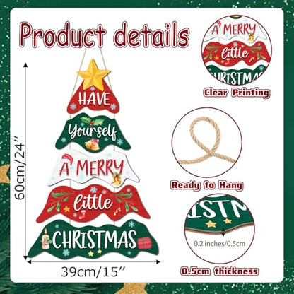 Have Yourself a Merry Little Christmas Hanging Signs Set of 5 - Colorful Wooden Holiday Decor
