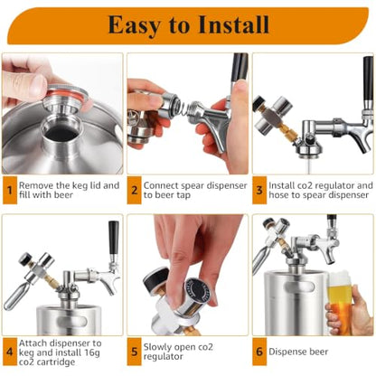 64oz Mini Keg with CO2 Regulator Portable Draft Beer System