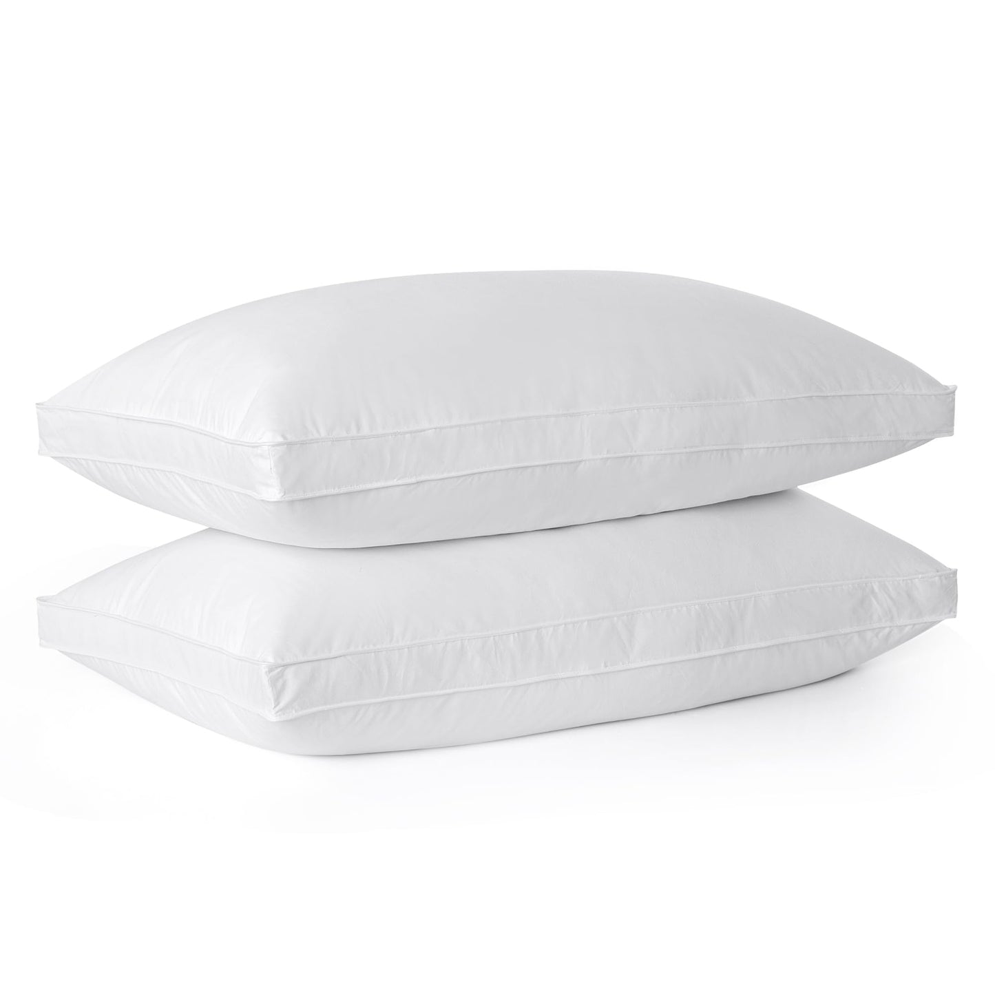 Goose Feathers Down Pillows, Pillows Standard Size Set of 2, Organic Cotton Cover,Gusseted Hotel Collection Bed Pillow for Back, Stomach or Side Sleepers