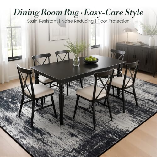 Living Room Rug 5x7 Black White Grey Washable Modern Abstract Floor Mat - Variation of THIS listing
