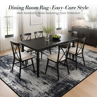 Living Room Rug 5x7 Black White Grey Washable Modern Abstract Floor Mat - Variation of THIS listing