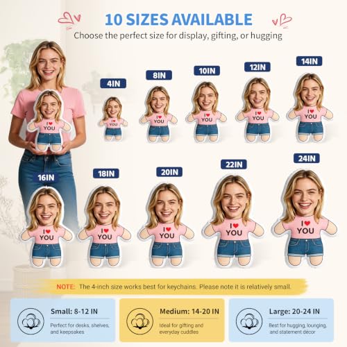 Custom Face Pillow with Body - Double Sided Personalizable Plush, Face1