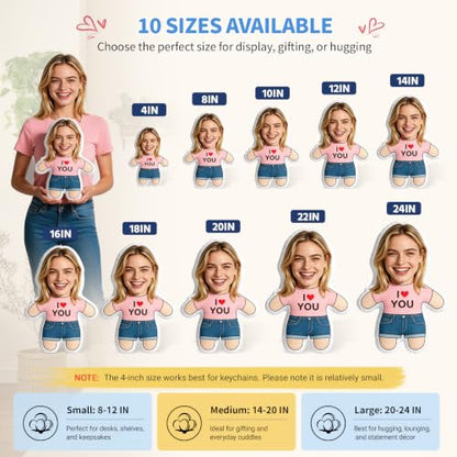 Custom Face Pillow with Body - Double Sided Personalizable Plush, Face1
