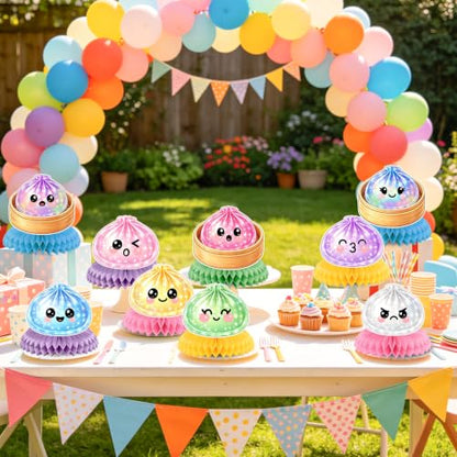 Dumpling Honeycomb Centerpieces - Colorful Dumpling Party Table Decorations