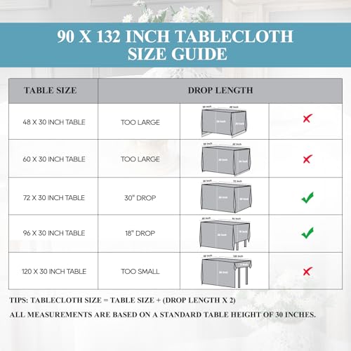 VidaFete Red Rectangle Tablecloth 90x132 Inches - 2 Pack for Dining & Events