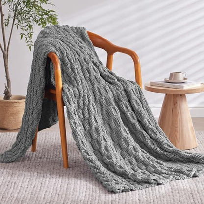 Weighted Blanket for Adults 36x48 Inches 5lbs No Beads Knitted Comfort Light Grey