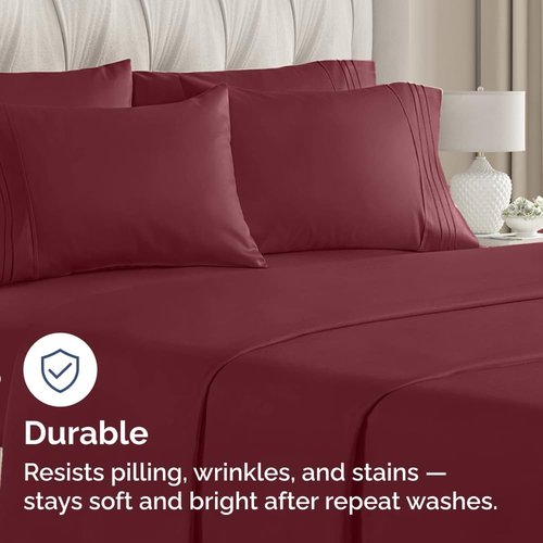 King Pillow Cases by LuxeDream - Ultra Soft Hotel Quality Covers - Wrinkle Free & Easy Care - 8 Piece Set in Burgundy