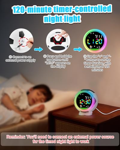Kids Soccer Ball Alarm Clock with Night Light - Black