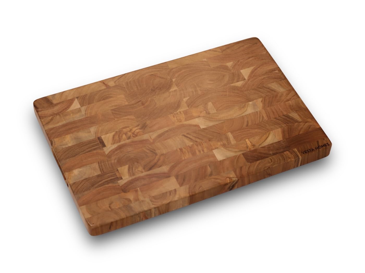 Vesta Homes Large Wooden End Grain Cutting Board | 18 * 12 Inches | Chopping, Serving Board/Block for Kitchen Vegetables, Fruits, Cheese and Charcuterie | Natural Acacia Wood | Handcrafted