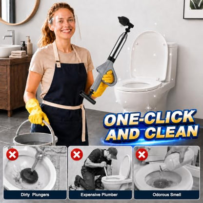 High Pressure Toilet Plunger with Pressure Gauge - Drain Clog Remover