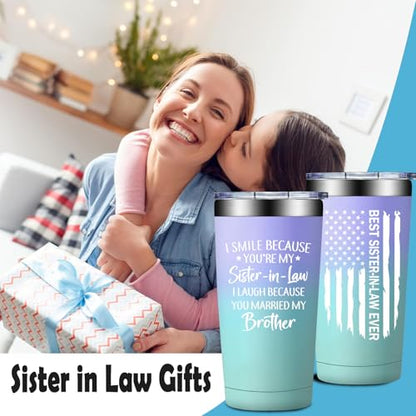 20 oz Sister in Law Gift Tumbler - Cotton Candy Variation, Double Wall Insulated
