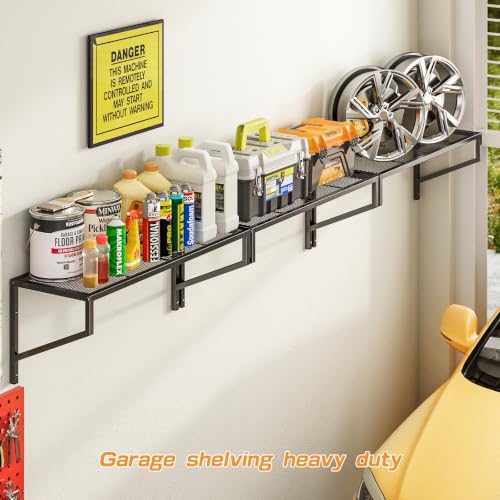 ThreeHio 3 Pack Heavy Duty Wall Mount Garage Shelves - Tool & Storage Racks