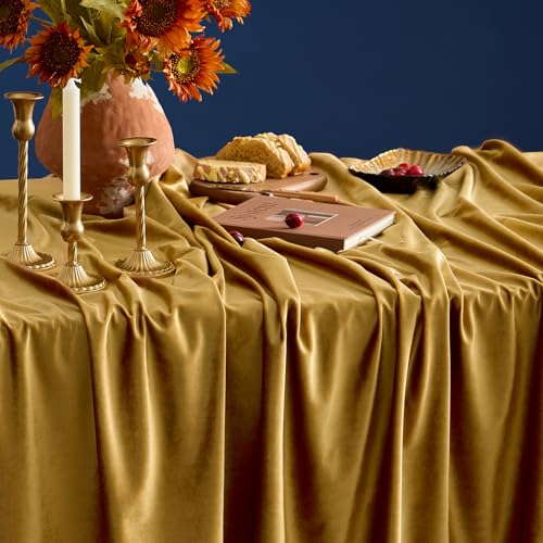 Gold Velvet Rectangle Tablecloth 102x60 Inches for Christmas & Holidays