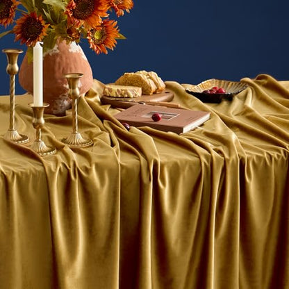Gold Velvet Rectangle Tablecloth 102x60 Inches for Christmas & Holidays