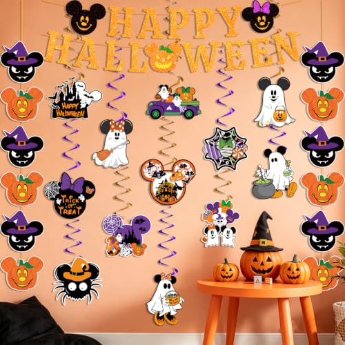 Halloween Banner Set with Glitter Letters and Spooky Decorations