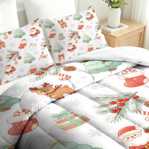 Christmas Cartoon Kids Twin Size Comforter Set - Holiday Bedding