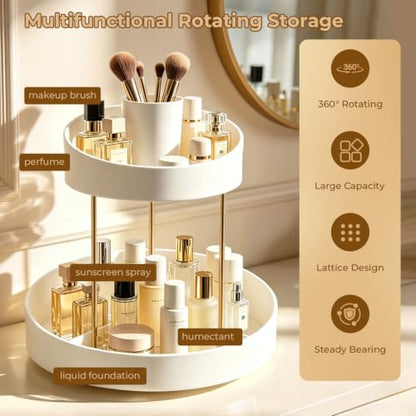 GTI 360° Rotating Bathroom Organizer - 2-Tier Vanity Storage, White