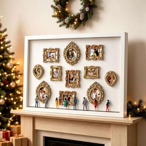 Rectangular Personalized Christmas Mini Museum Kit DIY Shadow Box with Mini Picture Frames