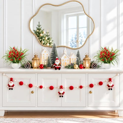 Red and Green 2-Pack Small Christmas Tree with Berries for Indoor Table Decor