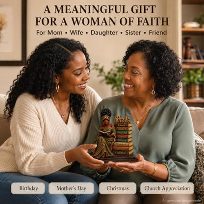 African American Christian Desk Plaque for Women - She Is 1 Variation