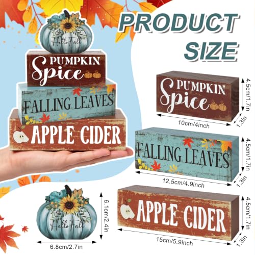 Blue Pumpkin Thanksgiving Wooden Block Signs Set - Farmhouse Fall Decor - Variation of THIS listing