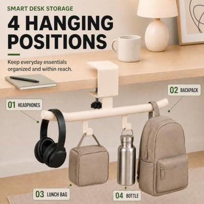 Desk Bag Hook Clamp for Purse Purse Holder Desk Organizer White