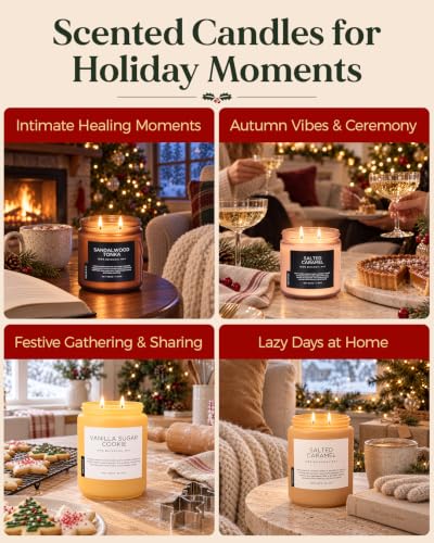 Large Jar Christmas Candle with Fraser Fir Orange Scent - Non-Toxic, 19.6oz, Up to 110 Hours