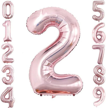 GOER Rose Gold Foil Number 2 Balloons - Huge 42 Inch Balloons for 2nd Birthday Party Decorations (3 Pcs)