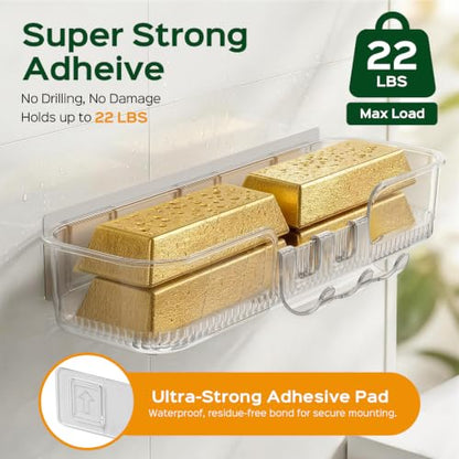 HAMITOR 5 Pack Clear Adhesive Shower Caddies, Bathroom Wall Organizer