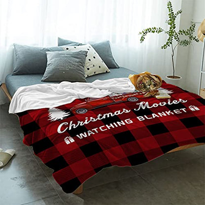 Super Soft Christmas Truck Fleece Throw Blanket - Red Buffalo Check 60x80in