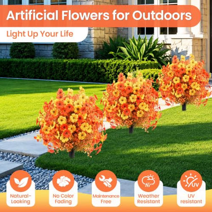 2pc Artificial Fall Topiary Ball Flowers - 20 Inch Violet Outdoor Decor
