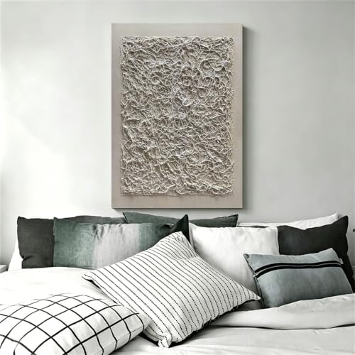 Hand Painted Neutral Toned Abstract Canvas Wall Art 28x40 Inch