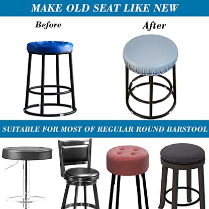 Waterproof PU Round Bar Stool Covers 4-Pack Light Gray - Stretch Fit