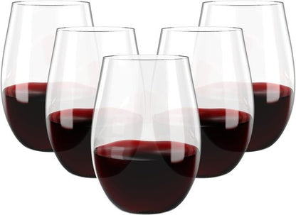 FOCUSLINE 20 Pack 16 Oz Plastic Wine Glasses, Stemless Plastic Wine Cups Heavy Duty, Unbreakable Disposable Wine Glasses for Wedding or Party