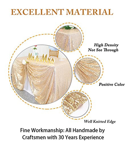 Sequin Tablecloth 90x132 Inch Light Gold Rectangular Glitter Wedding Cover