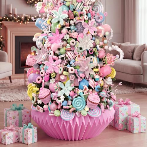 Pink Candyland Christmas Tree Collar - Honeycomb Cupcake Shape