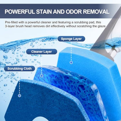Disposable Toilet Brush with 32 Refills and Wall-Mounted Holder Set