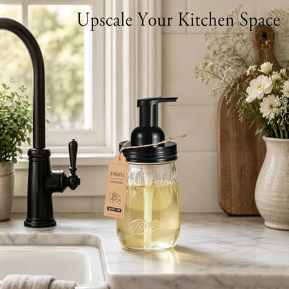 Amolliar 16oz Glass Mason Jar Foam Dispenser Black - 1 Pack