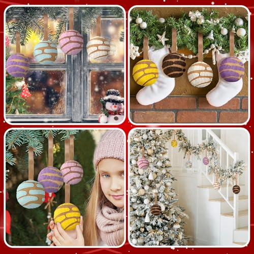 12 Pcs Mexican Concha Christmas Ornaments - Soft Felt Holiday Decor