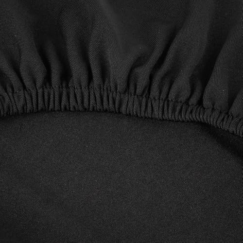 Removable Chair Seat Cover Elastic Spandex Fit Square Round Oblong Cushions Black