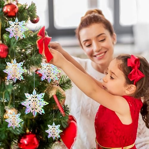 Colorful Iridescent Paper Snowflake Christmas Decorations Set - 36PCS