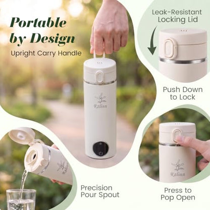 Beige Portable Travel Electric Kettle 120V 450ml Stainless Steel Small