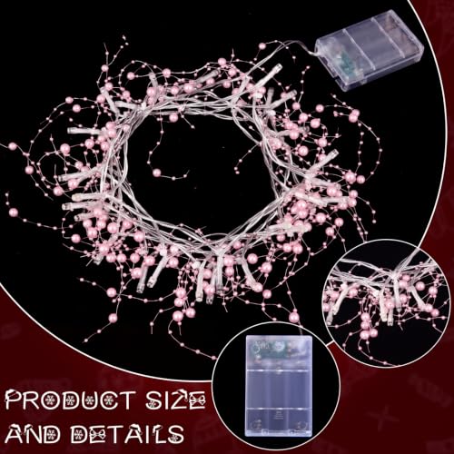 Pink Christmas String Lights with Berry Garland - 9.84 ft, 30 LEDs, Battery Operated