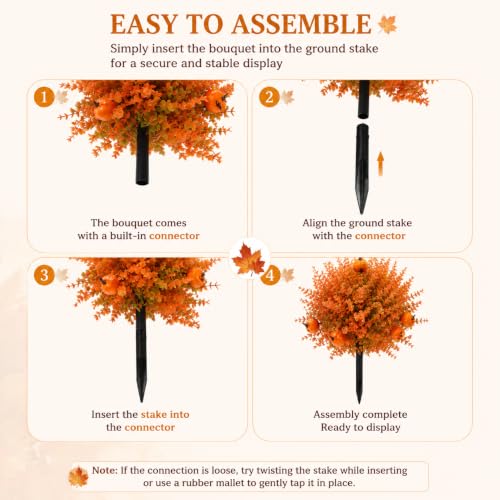 Artificial Fall Decor Stems with Pumpkins & LED String Lights - Indoor Outdoor