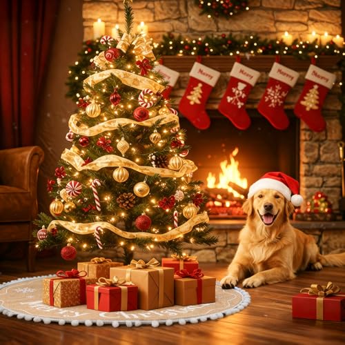 24 Inch Mini Christmas Tree Skirt Burlap Rustic Decor for Small Tree - AerWo
