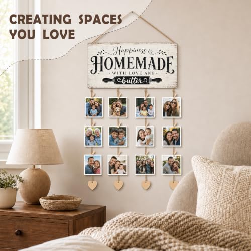 AWSICE Shabby Handmade Family Photo Wall Display Frame with Heart Accents