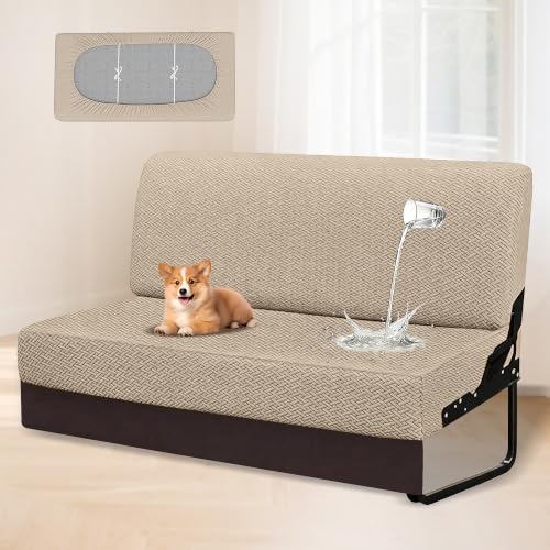 Waterproof RV Couch Cover for Sofa Bed - 2 Piece Jackknife Sofa Protector in Khaki