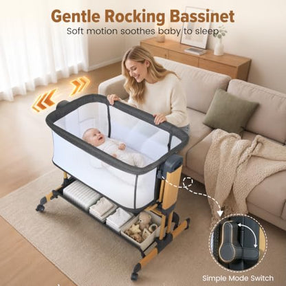 Ezebaby 3-in-1 Rocking Baby Bassinet Bedside Cradle - Grey