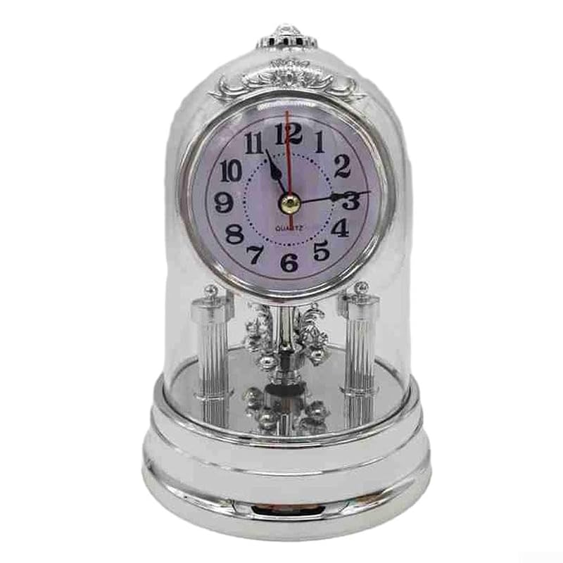 European Style Desk Clock with Pendulum and Chime - Silver Variation